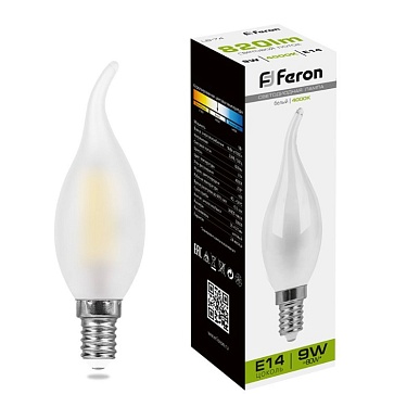 Лампа светодиодная, (9W) 230V E14 4000K матовая, LB-74