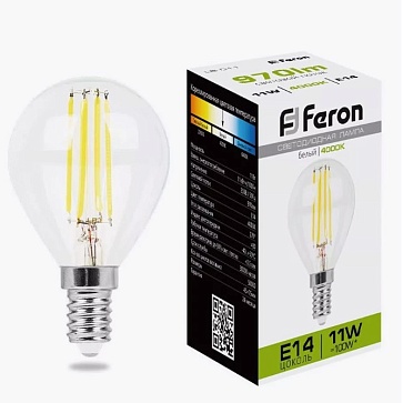 Лампа светодиодная, (11W) 230V E14 4000K прозрачная, LB-511