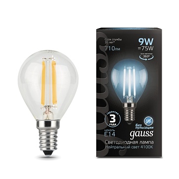 Светодиодная лампа Gauss Шар 9W 710Lm 4100K E14 105801209105801209_GAUSS