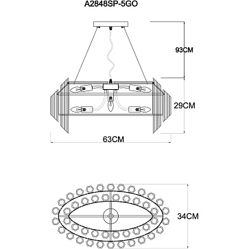 Подвесная люстра Arte Lamp JASTIN A2848SP-5GO