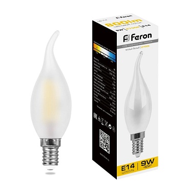 Лампа светодиодная, (9W) 230V E14 2700K матовая, LB-74