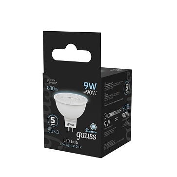 Светодиодная лампа Gauss Софит 9W 830Lm 4100K GU5.3 101505209101505209_GAUSS