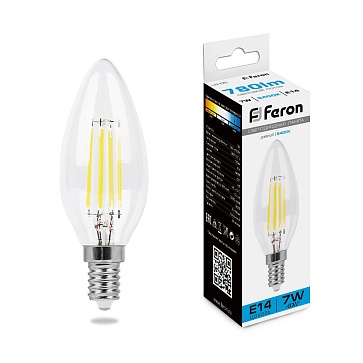 Лампа светодиодная Feron LB-66 Свеча E14 7W 230V 6400K 38227