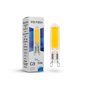 Лампа светодиодная G9 5W, 400 Lm, 4000K, 220V IP20 Voltega Capsule G9 7182