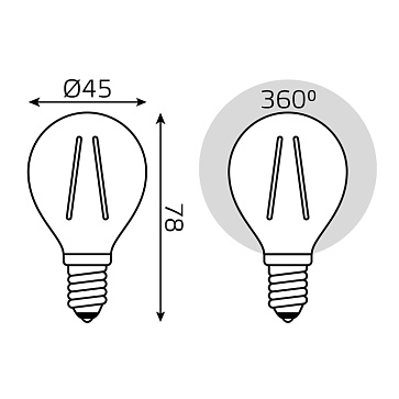 Светодиодная лампа Gauss Шар 9W 680Lm 2700K E14 105801109105801109_GAUSS