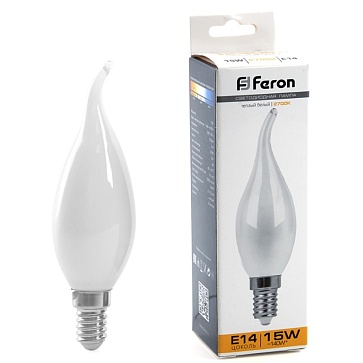 Лампа светодиодная, (15W) 230V E14 2700K матовая, LB-718