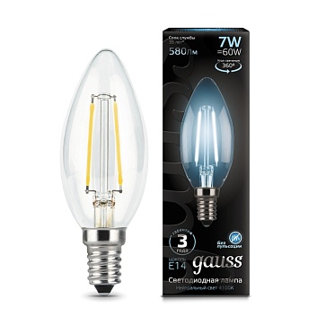 Светодиодная лампа Gauss Свеча 7W 580Lm 4100K E14 103801207103801207_GAUSS
