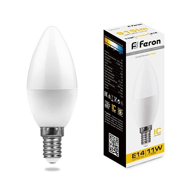 Лампа светодиодная, (11W) 230V E14 2700K С37, LB-770