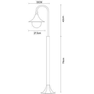 Парковый светильник Arte Lamp MALAGA A1086PA-1BG