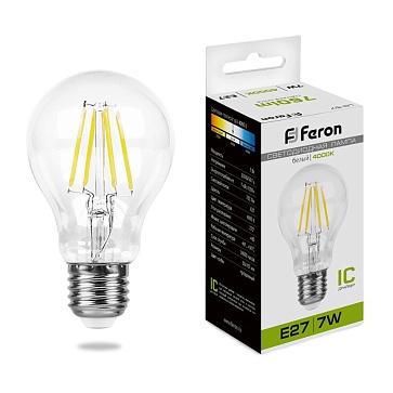 Лампа светодиодная, (7W) 230V E27 4000K, LB-57