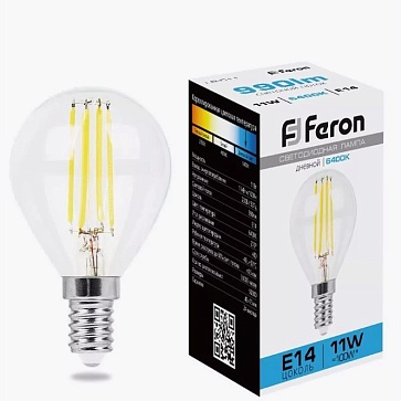 Лампа светодиодная, (11W) 230V E14 6400K прозрачная, LB-511