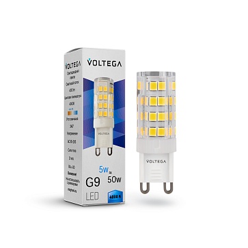 Лампа светодиодная G9 5W, 460 Lm, 4000K, 220V IP20 Voltega Capsule G9 7186