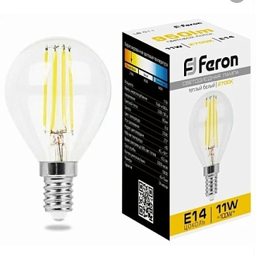 Лампа светодиодная, (11W) 230V E14 2700K прозрачная, LB-511