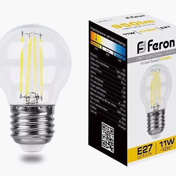 Лампа светодиодная, (11W) 230V E27 2700K прозрачная, LB-511