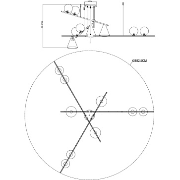 Люстра на штанге Arte Lamp JACOB A7029PL-9BK